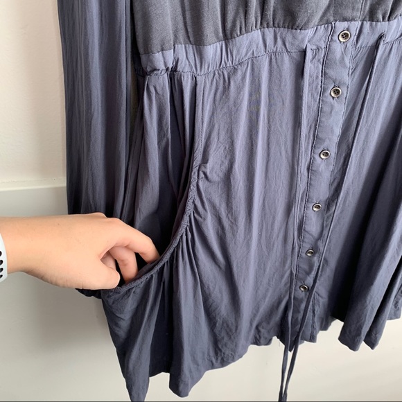 Lili & Q Blue Long Sleeve Button Up Tunic - Picture 4 of 6